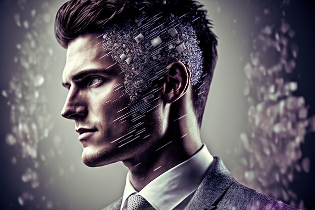 Wondrous visually database code double exposure on businessman portrait