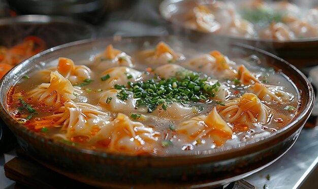 Photo wonton soup being served