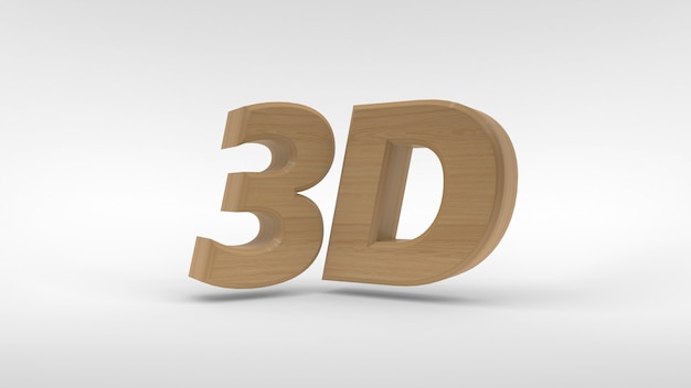 Wood 3D logo isolated on white space with reflection effect. 3d rendering.