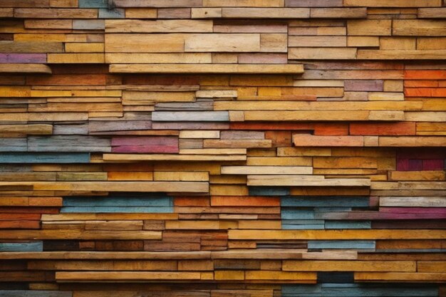 Photo wood aged art architecture texture abstract block stack on the wall for background abstract colorful