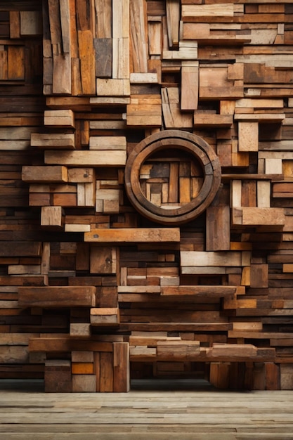 Photo wood aged art architecture texture abstract block stack on the wall for background abstract colorful