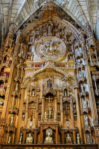 Wood Altar in the Santiago de Compostela Cathedral Galicia Spain