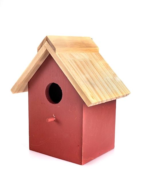 Wood birdhouse in studio