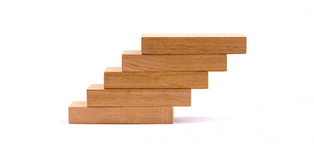 Wood block stacking as step stair