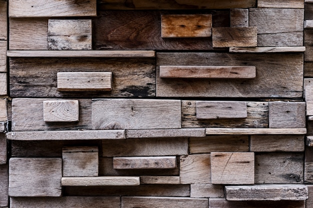 Photo wood block wall with lighting