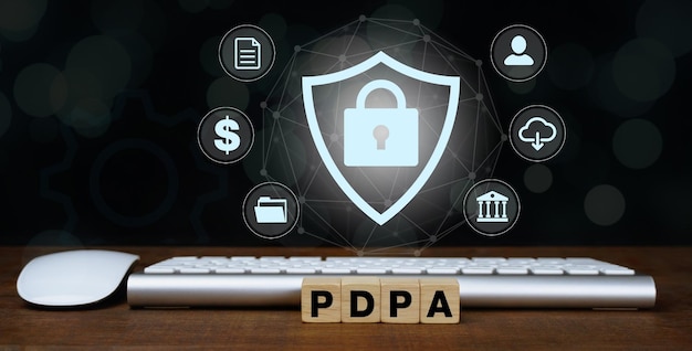 텍스트 PDPA 개인 데이터 보호법 또는 PDPA 개념이 있는 나무 블록