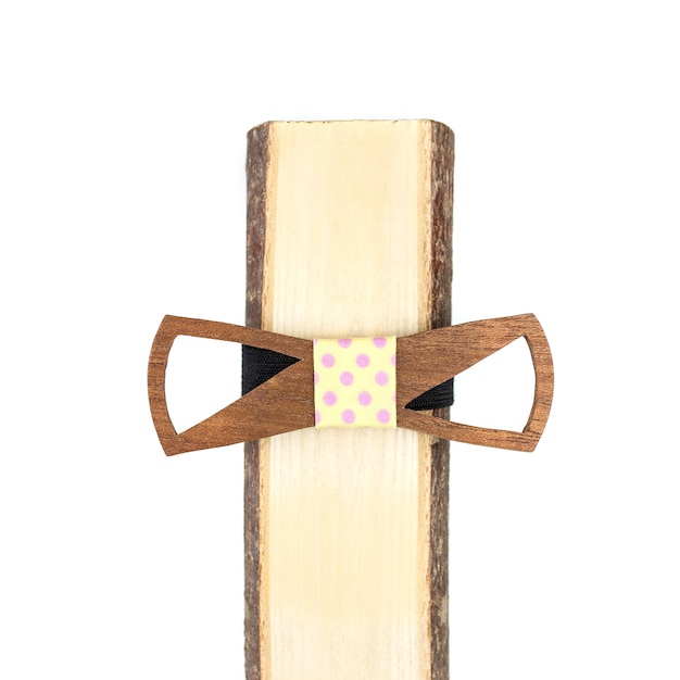 Wood bow tie on a white background
