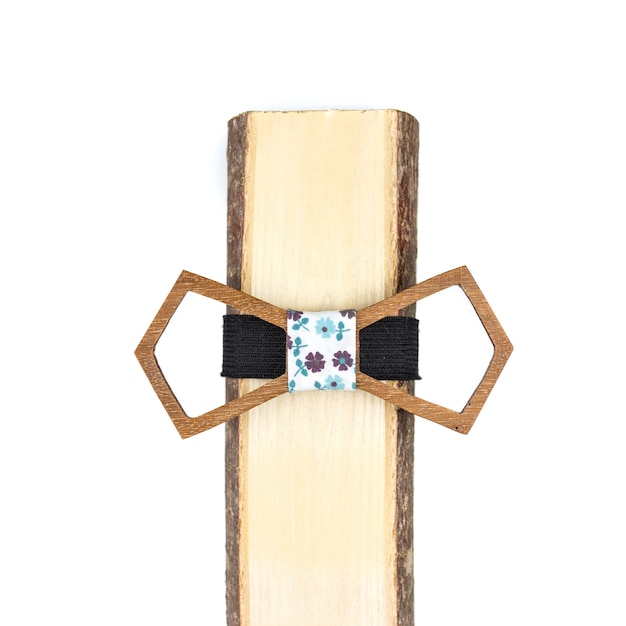 Wood bow tie on a white background
