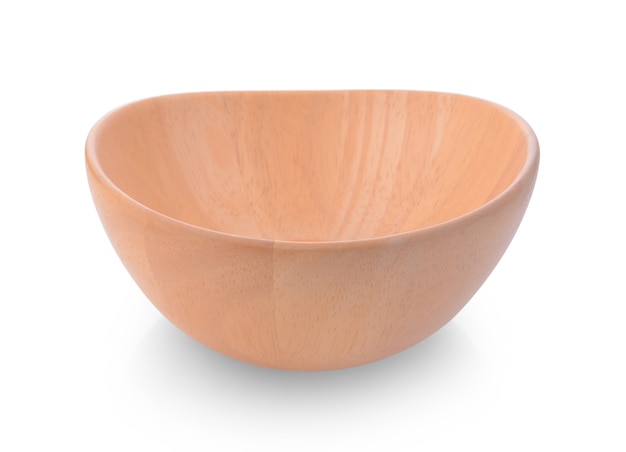 Wood bowl on white background.