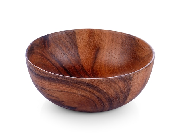 Wood bowl on white background