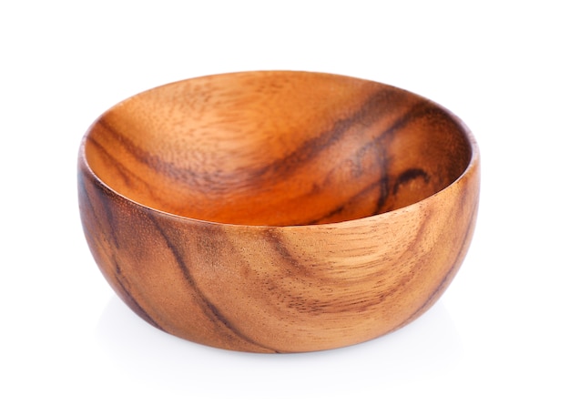 wood bowl on white background