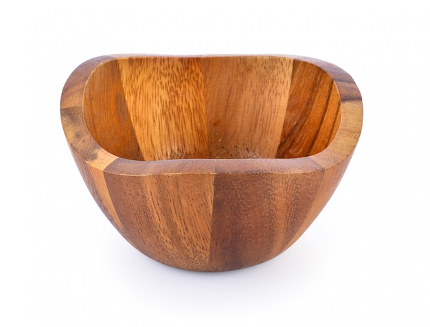 Wood bowl on white background