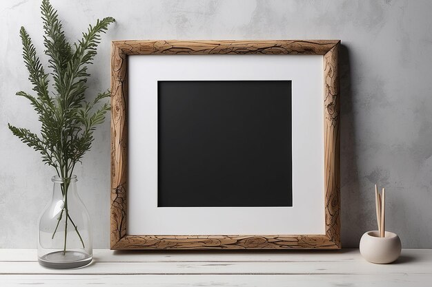 Photo wood burned frame mockup