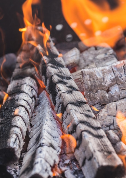 Wood burning in the fire background