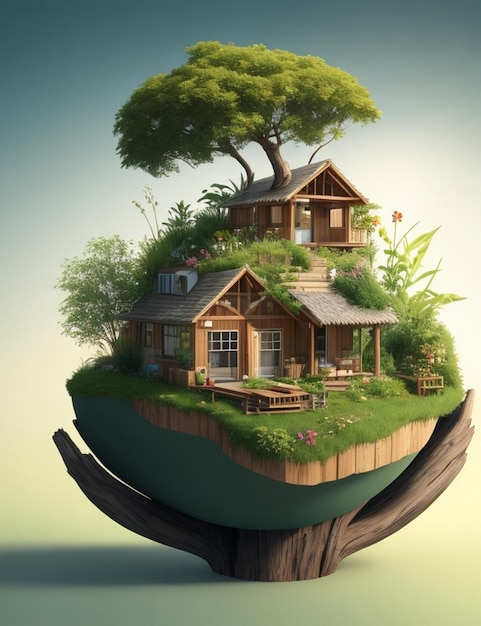 木の小屋の持続可能なリビングハウス