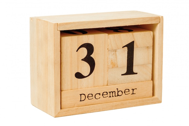 wood calendar isolated on white 