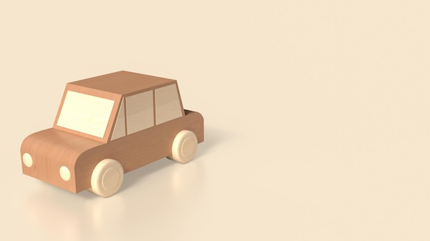 the wood car on white background for transport or automobiles concept 3d rendering
