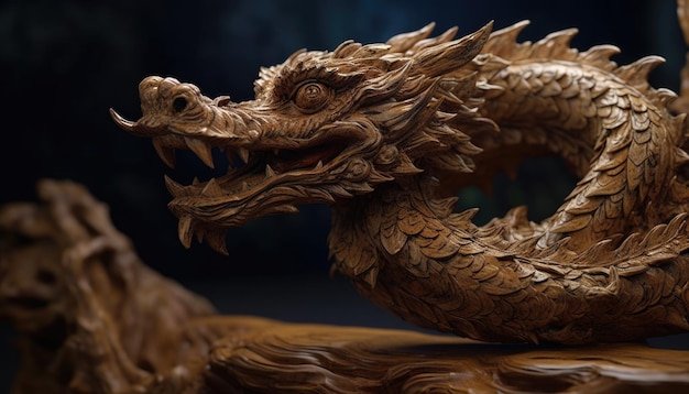 Wood carving art dragon lion rabbit forest wood carving patterns Creative Ai