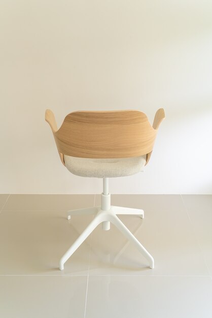 wood chair with grey fabric seat