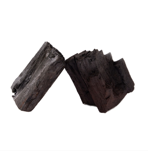 Wood charcoal isolated on a white background