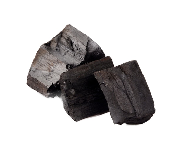 Wood charcoal isolated on a white background