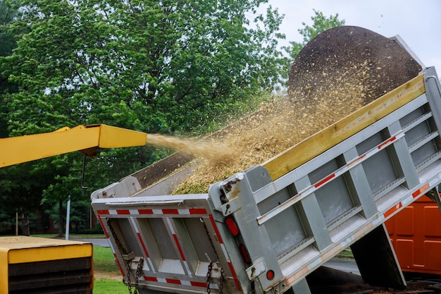 Photo wood chipper  machine outdoors