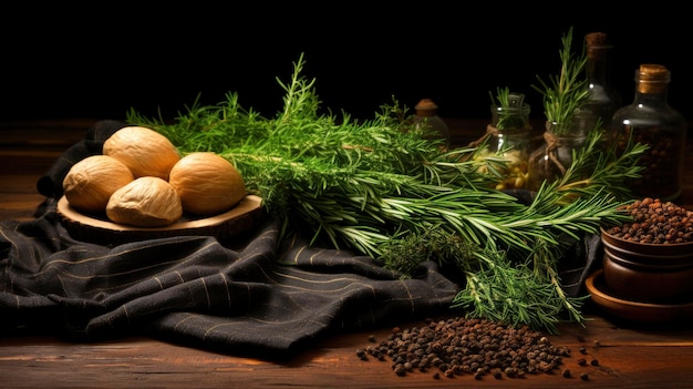 Wood Cutting Board Linen Napkin Plant Background Images Hd Wallpapers Background Image