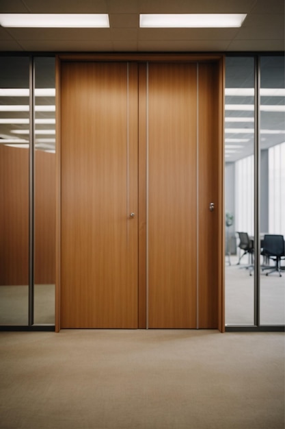 Wood door in office partition system