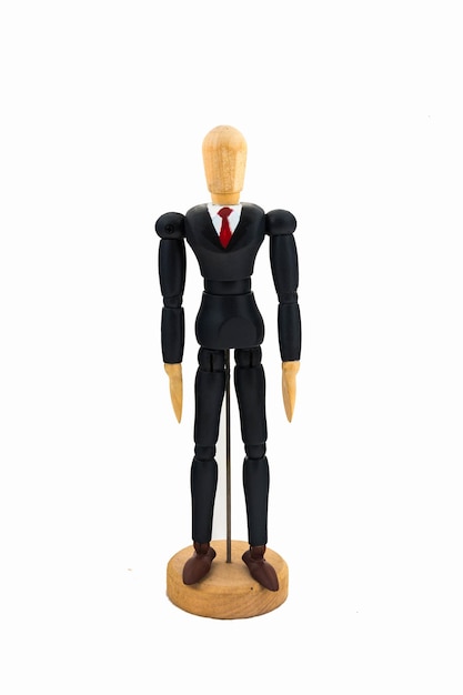 Wood Figure business man on white background