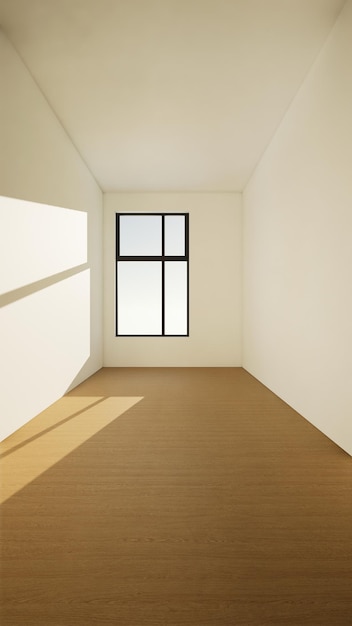 Wood floor background with sunlight window 3d rendering