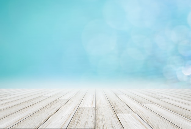 Wood floor and natural scenery