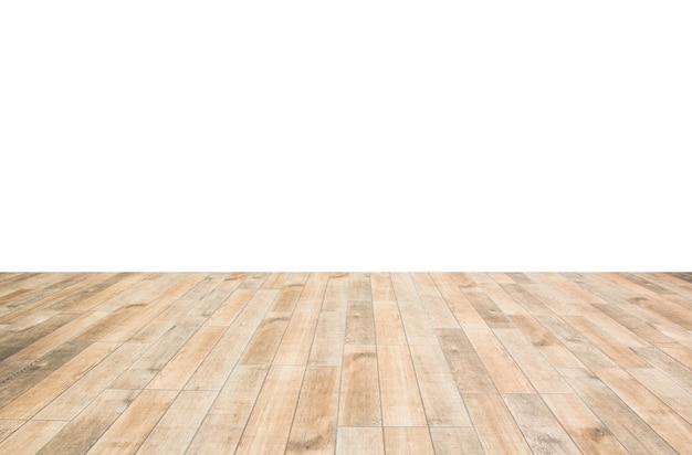 Wood floor on white wall background