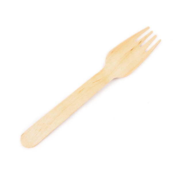 Wood fork on isolated white background