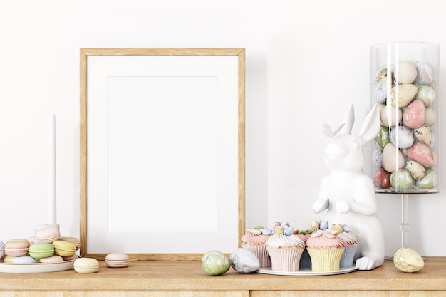 Wood frame mockup and easter decor