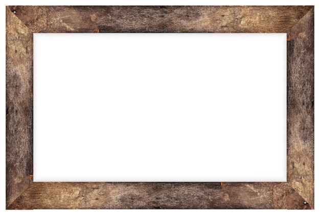 Фото Деревянная рамка или фоторамка на белом фоне