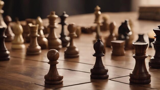 Wood game pieces on table