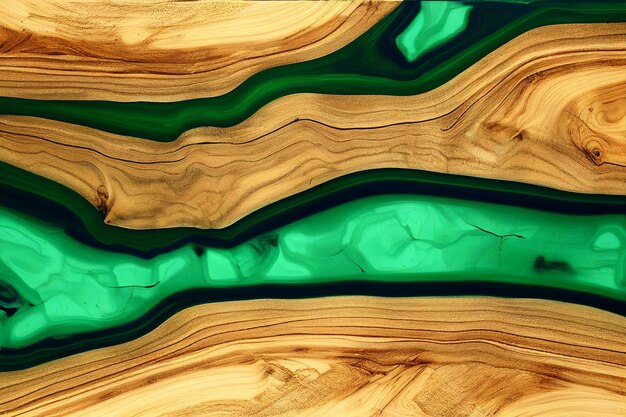 Wood and green epoxy resine texture