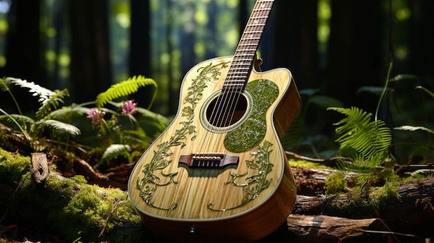 wood guitar HD wallpaper photographic image