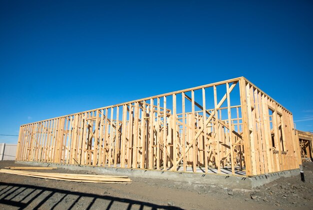 Wood Home Framing Abstract At Construction Site