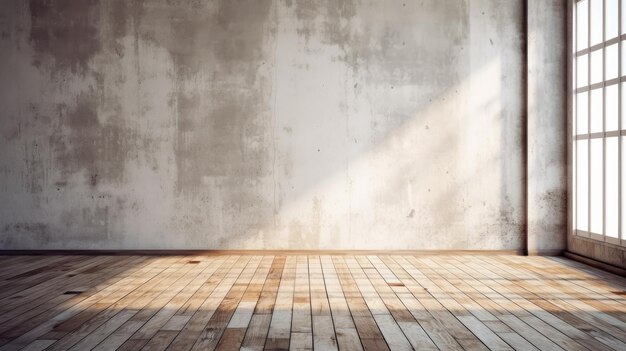 wood interior mockup with blank wall