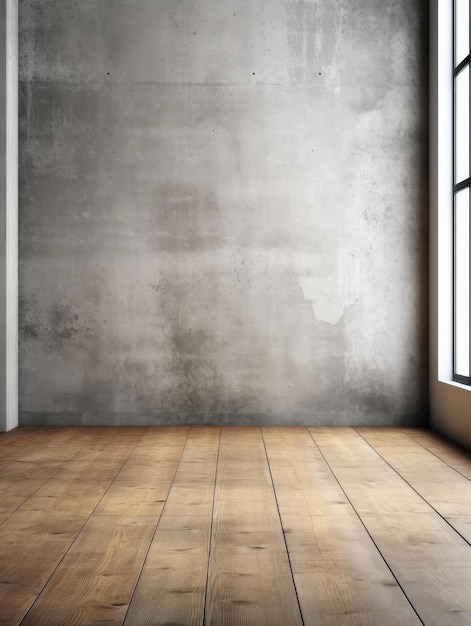 wood interior mockup with blank wall