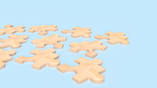 Wood jigsaw for business background 3d rendering