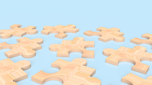 Wood jigsaw for business background 3d rendering