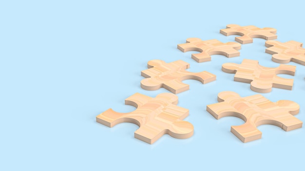 Wood jigsaw for business background 3d rendering