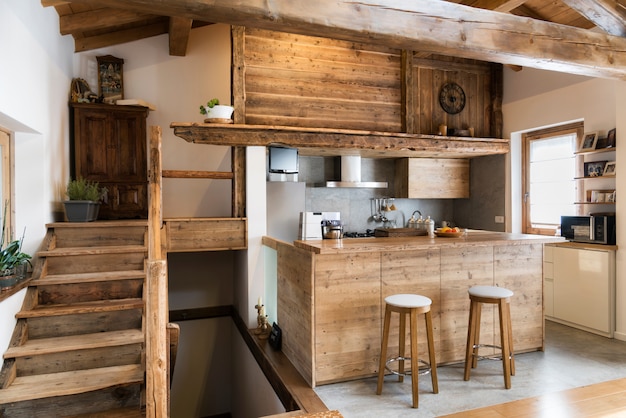 Photo wood kitchen in cottage style