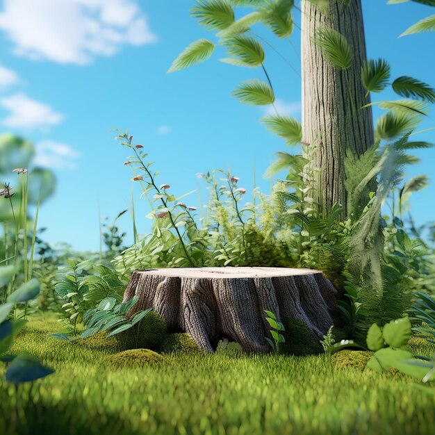 Photo wood log tree trunk with blue sky in the background