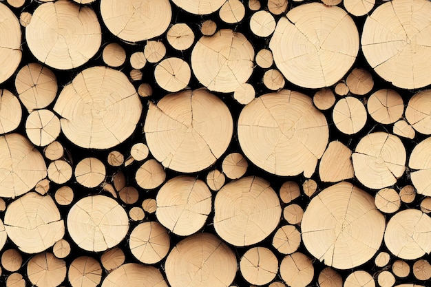 Wood logs seamless textile pattern 3d illustrated