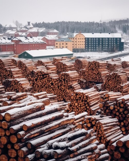 Photo wood logs stacked for winter