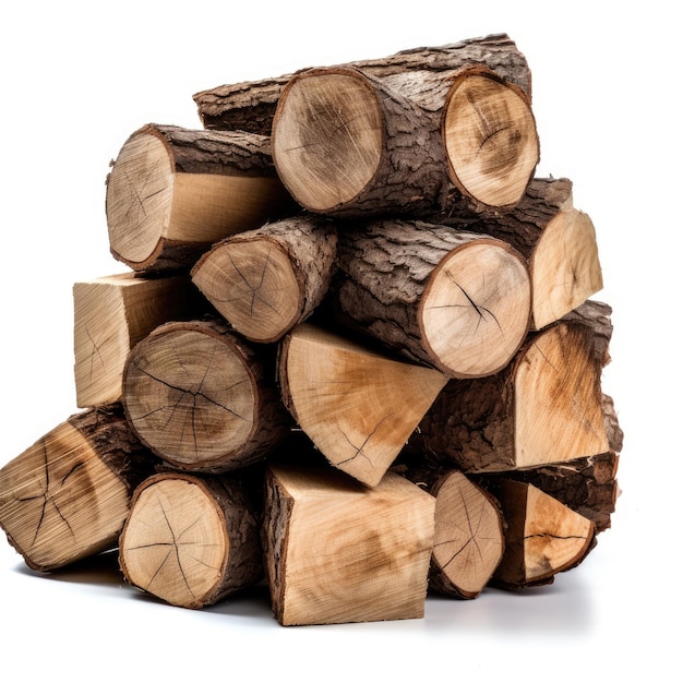 wood logs on white background