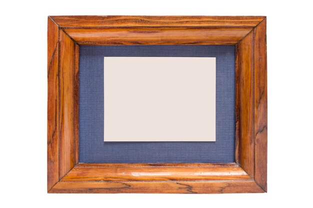 Wood matted picture frame isolated on white background